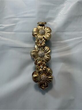 Lia Sophia Gold Flower Cluster Bracelet with Crystal Centers